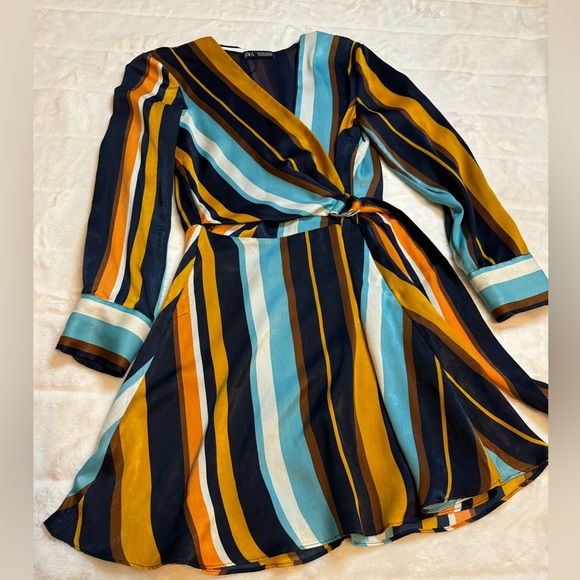 Zara Satin Mini Wrap Dress - Picture 4 of 9